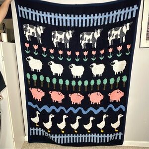 Vintage 1986 Vuteks Vukovar for Crown Crafts Farm Animal Blanket